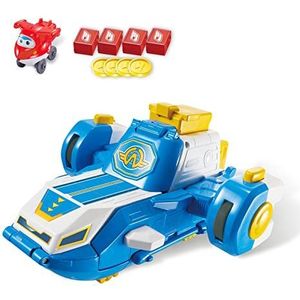 Super Wings Mini World Aircraft Playset & Jett figuur Bot vliegtuig verandert in een glijbaan met coole licht- en geluidseffecten, speelgoed voor jongens en meisjes van 3, 4, 5, 6, 7 jaar