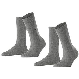 Burlington Everyday 2-pack ademende katoenen sokken voor dames, duurzaam, zacht, elegant, klassiek, voor dagelijks gebruik en werk, multipack 2 paar, Grijs (Light Grey 3401)