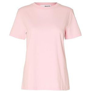 Selected Femme Slfmyessential Ss O-hals T-shirt Noos T-shirt voor dames, Roze Cradle