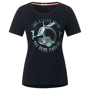 Cecil Zomer T-shirt voor dames met citrus en kleuring, Donkerblauw