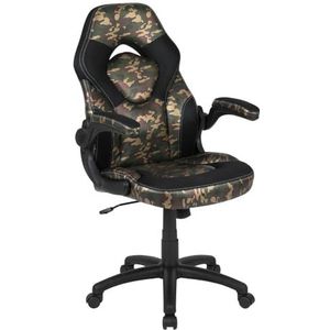 Flash Furniture Gamingstoel met hoge rugleuning, ergonomische bureaustoel, met verstelbare armleuningen en netstof, ideaal als spelersstoel, voor thuis en op kantoor, camouflage