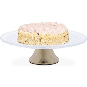 Relaxdays taartplateau 30 cm - op voet - serveerplateau taart - taartstandaard - rond