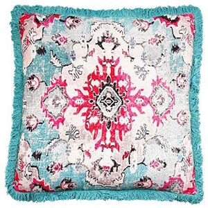 Mandala Life ART, Bohemian Decor - Overtrek voor meditatiekussen - 65 cm - Met vintage franje - Vloerkussenhoes - Vierkant - Decoratieve poef in bedrukt katoen
