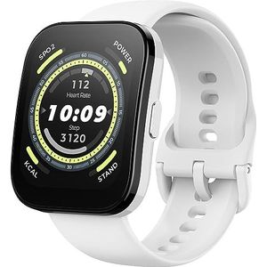 Amazfit Bip 5 SmartWatch 1,91 inch groot display, bluetooth-oproepen, Alexa, GPS-tracking, batterijduur van 10 dagen, fitnesstracker met hartslag, SO2-bewaking, wit