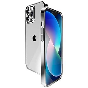 Angeston Beschermhoes compatibel met iPhone 12 Pro, harde schaal, spiegel, verzinkt, voor iPhone 12 Pro, schokbestendig, krasbestendig, zilverkleurig