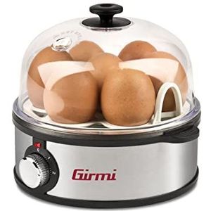 Girmi CU25 Eierkoker met stoom of pan, 7 eieren, 360 W, roestvrijstalen behuizing