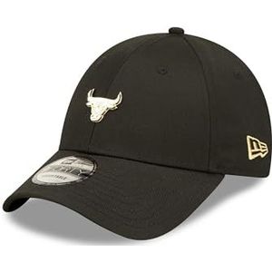 New Era Chicago Bulls 9Forty Strapback Cap - Metalen logo - Zwart, één maat, zwart.