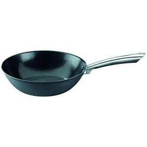 GSW GUSSEISEN 714297 wokpan met deksel, 28 cm, zwart