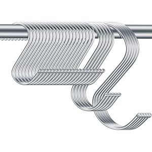 30 stuks S-haken van roestvrij staal voor keuken, badkamer, slaapkamer, groot, medium, klein