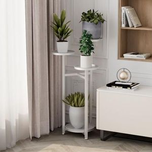 Zstar Metalen plantenstandaard met meerdere verdiepingen, bloemenrek, plantentrap voor kamerhoek, woonkamer, balkon, terras, binnenplaats, wit, 80 cm