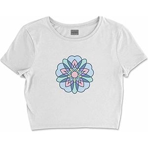 Bona Basics, Impression numérique, T-shirt basique pour femme, 100% coton, blanc, décontracté, hauts pour femme, taille : XL, blanc, XL taille court