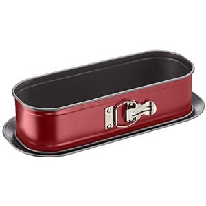 Tefal J 1640314 Delibake taartvorm met scharnier, 30 x 11 cm, rood/grijs