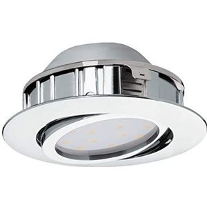 EGLO Pineda, LED-spot van kunststof, LED-inbouwlamp in chroomkleuren, inbouwspot led dimbaar, plat en draaibaar, Ø 8,4 cm
