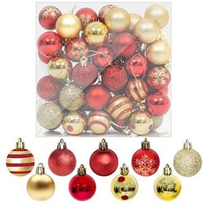 Uten 50 stuks kerstballen om op te hangen, kerstboomversiering, contrasterende kleur en glinsterende kerstboomhangers, 4 cm