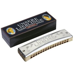 Hohner ONZE FAVORIETE 32G houten boxspring - dubbele diatonische harmonica