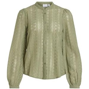 Vila Vichikka Lace L/S T-shirt Noos damesblouse met lange mouwen, Olijfgroen