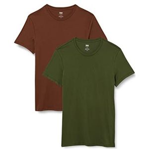Levi's Slim 2-Pack Crewneck Tee T-shirt voor heren (2 stuks), Two Pack Mossy Green