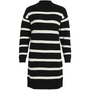 Vila Viril L/S Mockneck Knit Jurk/Ln Damesjurk, zwart.