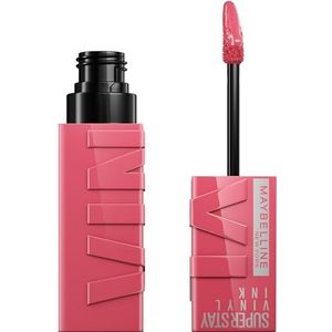 Maybelline New York Vloeibare lippenstift, glanzend vinyl-effect, langhoudend, SuperStay Vinyl Ink Pink, kleur: Rogue (145)