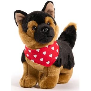 Uni-Toys - Staande Duitse herdershond - met sjaal (hartjes) - 26 cm (lengte) - pluche hond - knuffeldier