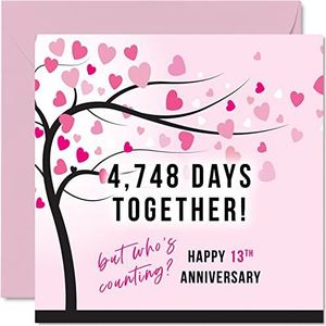 Grappige kanten verjaardagskaart voor vrouw of man - 4748 dagen samen - cadeau voor 13e huwelijksverjaardag voor partner, wenskaarten voor dertiende huwelijksverjaardag