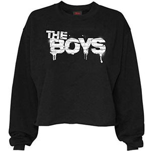 The Boys T-shirt met tekstlogo voor dames, wit, officieel product, trendy crop top voor vrouwen, cadeau-idee voor verjaardag voor mama, zus, dochter, zwart.