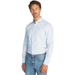 Tommy Hilfiger Cl Stretch Geo Print Sf Shirt L/S Heren, Th Light Blue / Optic White
