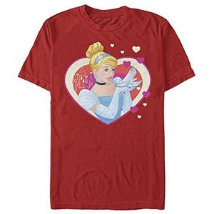 Disney T-shirt unisexe Princesses Cendrillon Hearts Organic à manches courtes, rouge, M