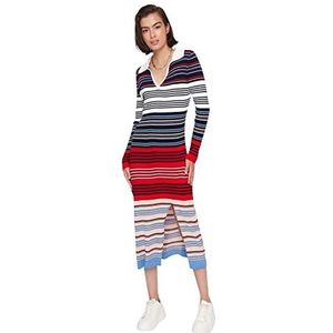 TRENDYOL Trendyol Midi Bodycon Turndown Collar Knitwear Jurk Dames (1 stuk), Navy Blauw