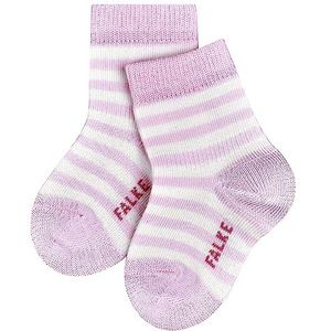 FALKE Stripe sokken unisex baby meisjes of jongens katoen wit marineblauw roze wit roze zacht versterkt modesieraad kleurrijk gestreept 1 paar, roze (poederroos 8900), 12-18 mois