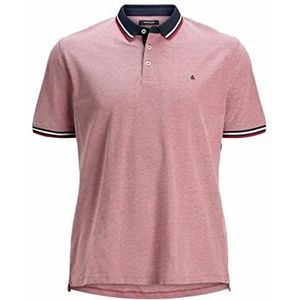 JACK & JONES PLUS SIZE Slim Fit Polo JJEPAULOS Plus Size met Contrastbies Rio Red