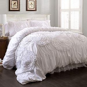 Lush Decor Beddengoedset, polyester, wit, super kingsize bed
