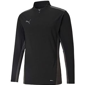 PUMA Teamcup 14 T-shirt met ritssluiting voor heren, Puma zwart-smoked parelasfalt