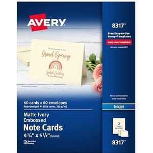 Avery 8317 Inkjet printkaarten 4 1/4 x 5 1/2 mat ivoorkleurig