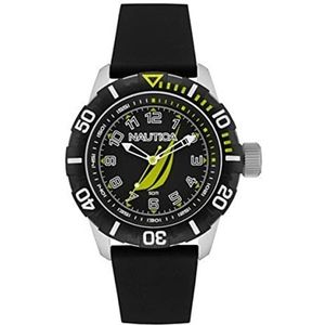 Nautica Herenhorloge analoog kwarts rubberen armband NAI08513G zwarte riem, zwart., strap