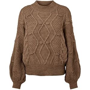 Object Objkamma Cable Knit Pullover Noos Trui voor dames, Fossil