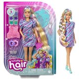 Barbie Volledig haarpompje (blond) in sterrenprint jurk