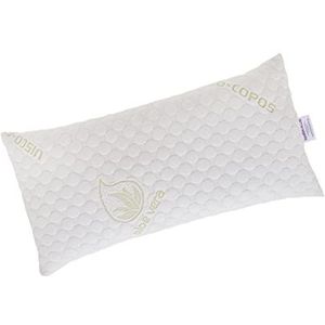 Todocama - Visco-elastisch hoofdkussen Aloë Vera met vlokken 100% visco-elastische stretchstof Aloë vera. Thermoregulerend middelhard - hoog geproduceerd in Spanje (67 cm)