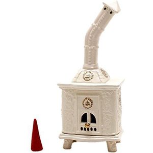 Dekohelden24 Witte keramische rookoven met goud, 21,5 cm