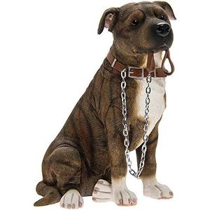 beeldje Staffordshire Terriër brindle met riem Walkies