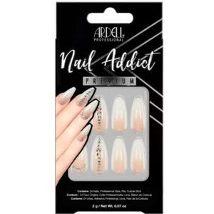 Ardell Premium Nail Addict Nude Light Crystal - 24 stuks - professionele lijm - vijl - nagelriemstift