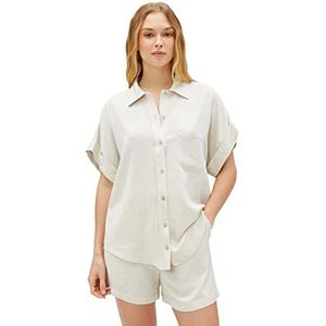 Koton Lapel Detail T-shirt à manches longues pour femme, Beige (063), 40