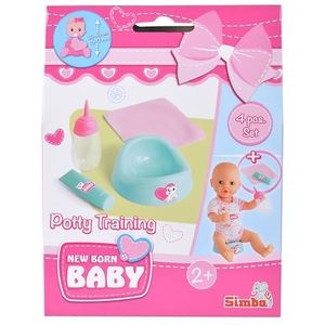 Simba New Born 105560508 zindelijkheidstrainingsset voor baby's met fles, doek en crème voor poppen van 30 tot 43 cm, 4-delig, vanaf 2 jaar