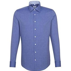 Seidensticker Zakelijk overhemd voor heren, strijkvrij, slim fit, lange mouwen, Kent kraag, 100% katoen, Donkerblauw