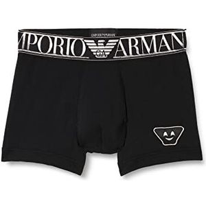 Emporio Armani Emoji X-Mas boxershorts voor heren, katoen, zwart.