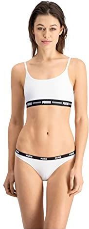 PUMA Puma Iconic damesondergoed (2 stuks) ondergoed, bikinistijl, wit/wit, L EU