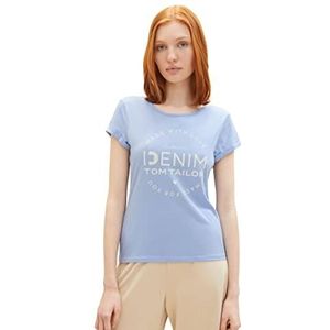 Tom Tailor Denim T-Shirt Femme, 12819 - Bleu parisienne, S