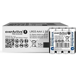 everActive 40 x AAA Pro Alkaline Micro LR03 R03 1,5 V High Power batterijen 10 jaar levensduur