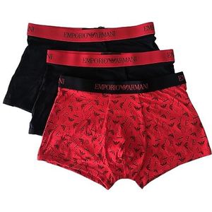 Emporio Armani Emporio Armani Set van 3 boxershorts van puur katoen voor heren (verpakking van 3), zwart/print rood/zwart