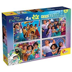 Lisciani - Disney Encanto puzzel 4 x 48 stukjes – voor kinderen vanaf 4 jaar – dubbelzijdige Maxifloor puzzel – 35 x 25 cm – achterkant om in te kleuren – educatief en speels spel